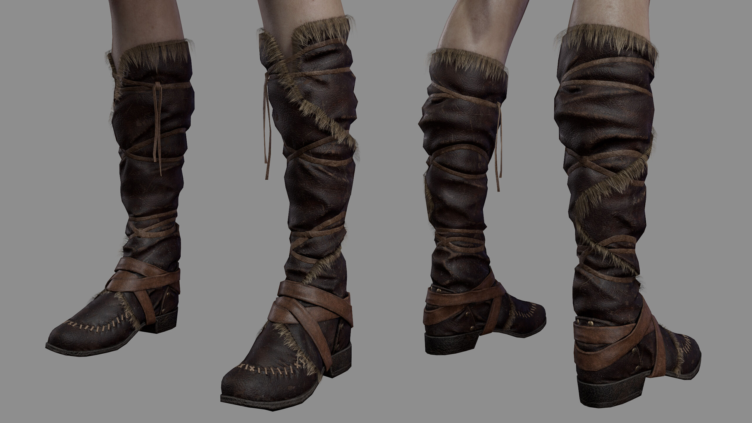 Barbarian Female Warrior Low-poly 3D model_25