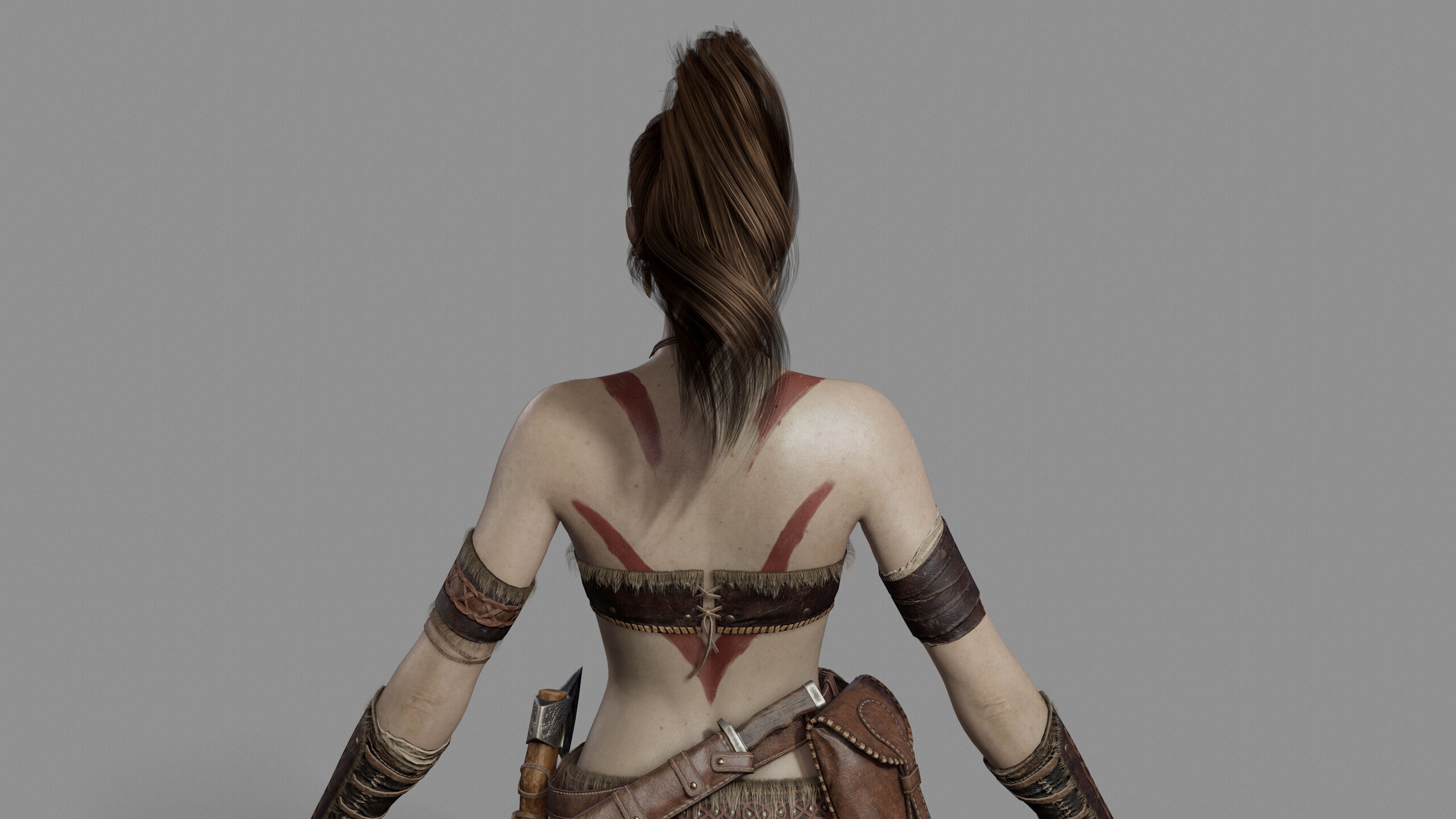 Barbarian Female Warrior Low-poly 3D model_12