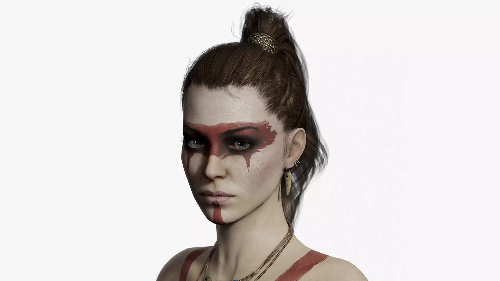 Barbarian Female Warrior Low-poly 3D model_0