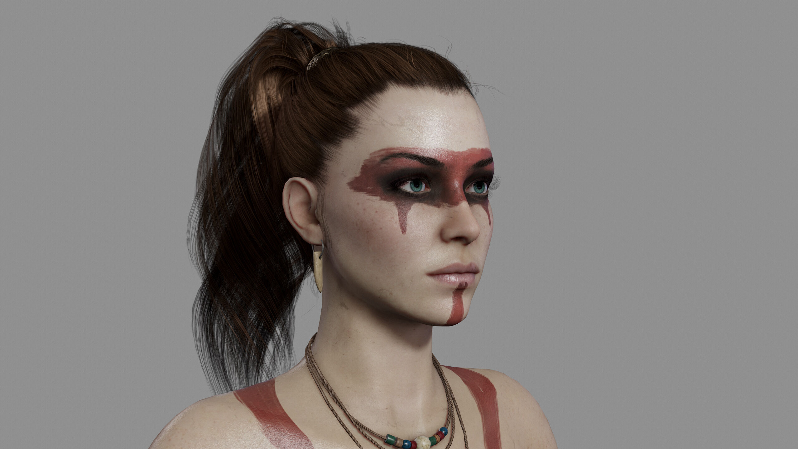 Barbarian Female Warrior Low-poly 3D model_5