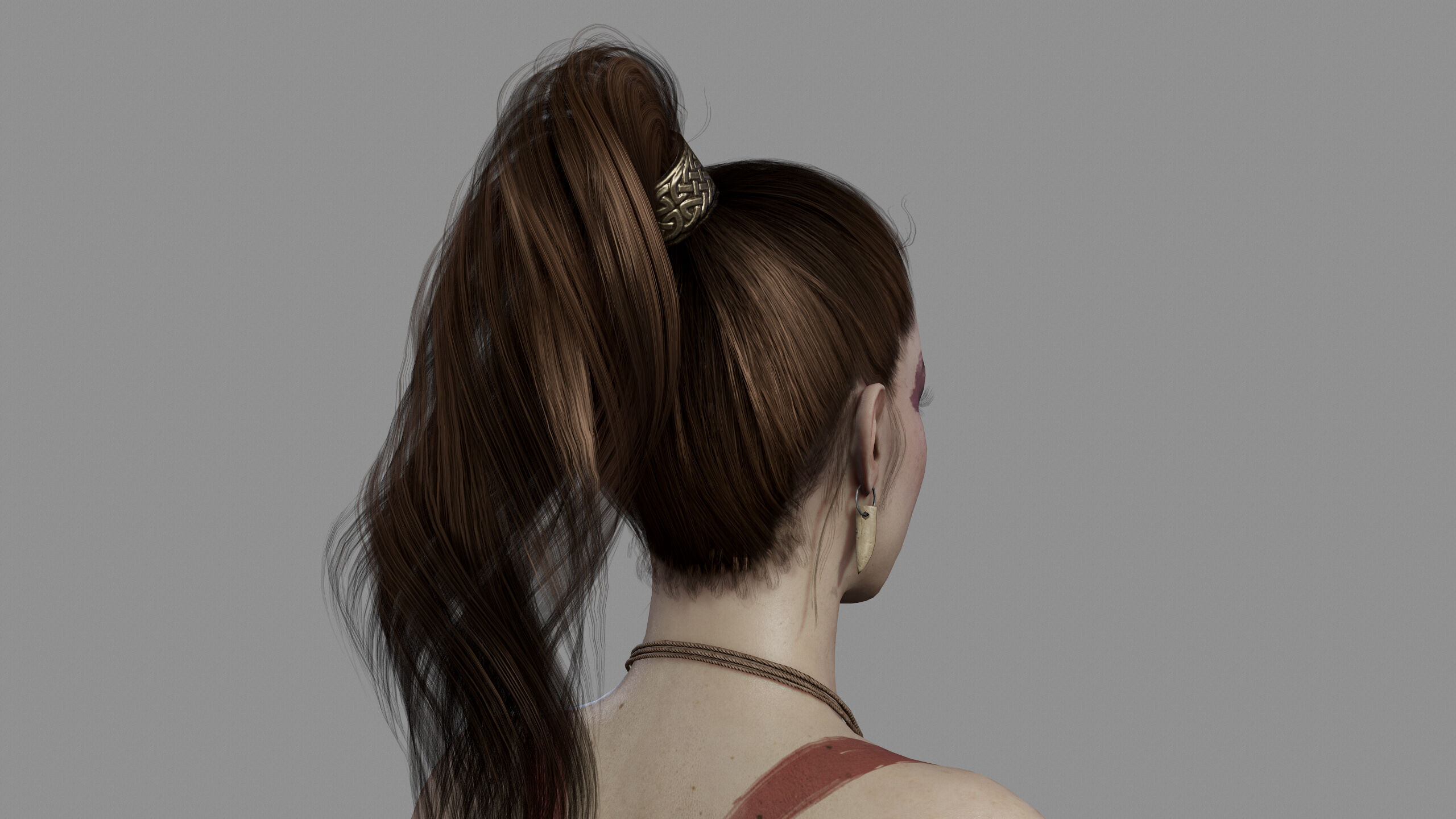 Barbarian Female Warrior Low-poly 3D model_7