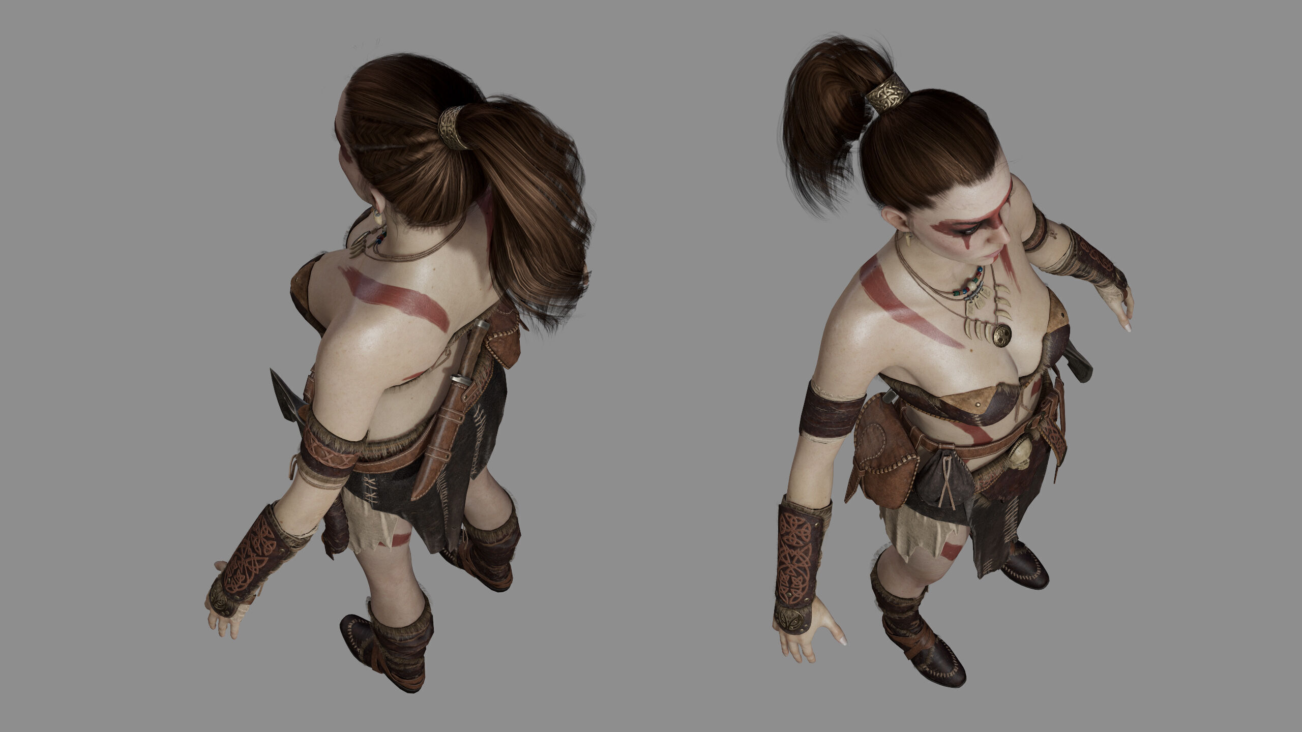 Barbarian Female Warrior Low-poly 3D model_31