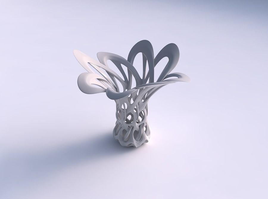 Vase flared with interlacing lattice streched and wavy top 3D print model_0