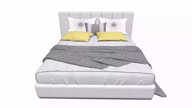 Bed with pillow and sheet Low-poly 3D model