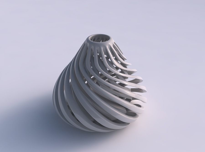 Vase flask wavy with sharp muscle structure twisted and squeezed 3D print model