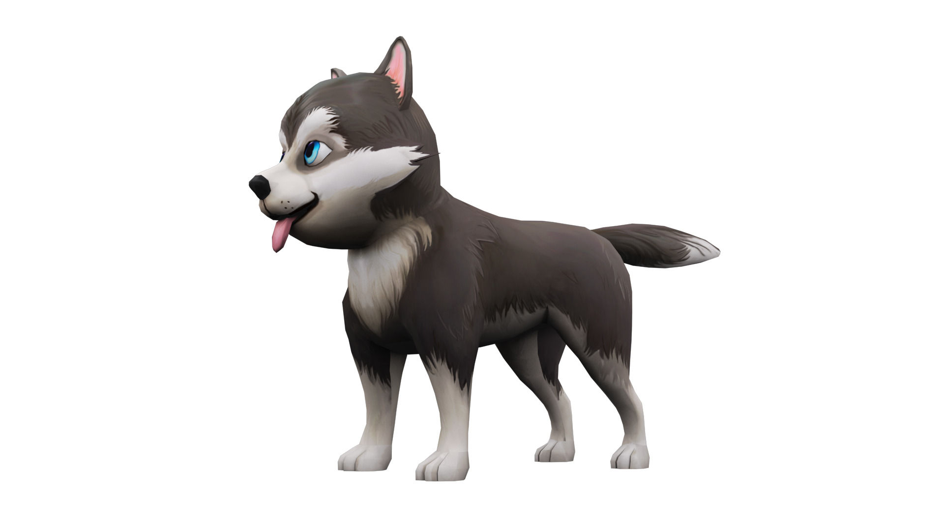 Cute Low Poly Husky Pup Game-Ready 3D Model Low-poly 3D model_13