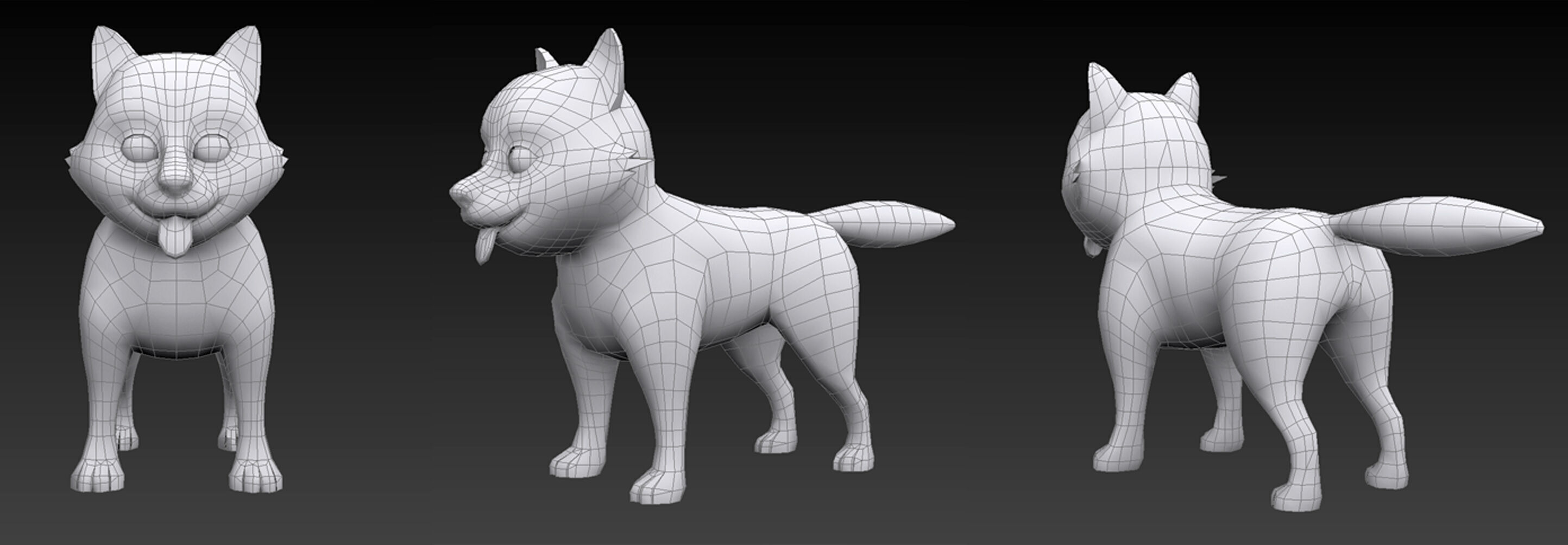 Cute Low Poly Husky Pup Game-Ready 3D Model Low-poly 3D model_5