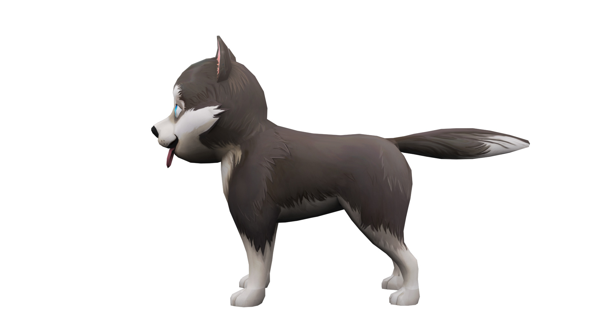 Cute Low Poly Husky Pup Game-Ready 3D Model Low-poly 3D model_11