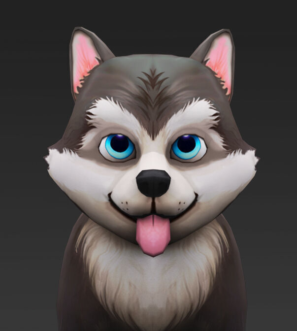 Cute Low Poly Husky Pup Game-Ready 3D Model Low-poly 3D model_6
