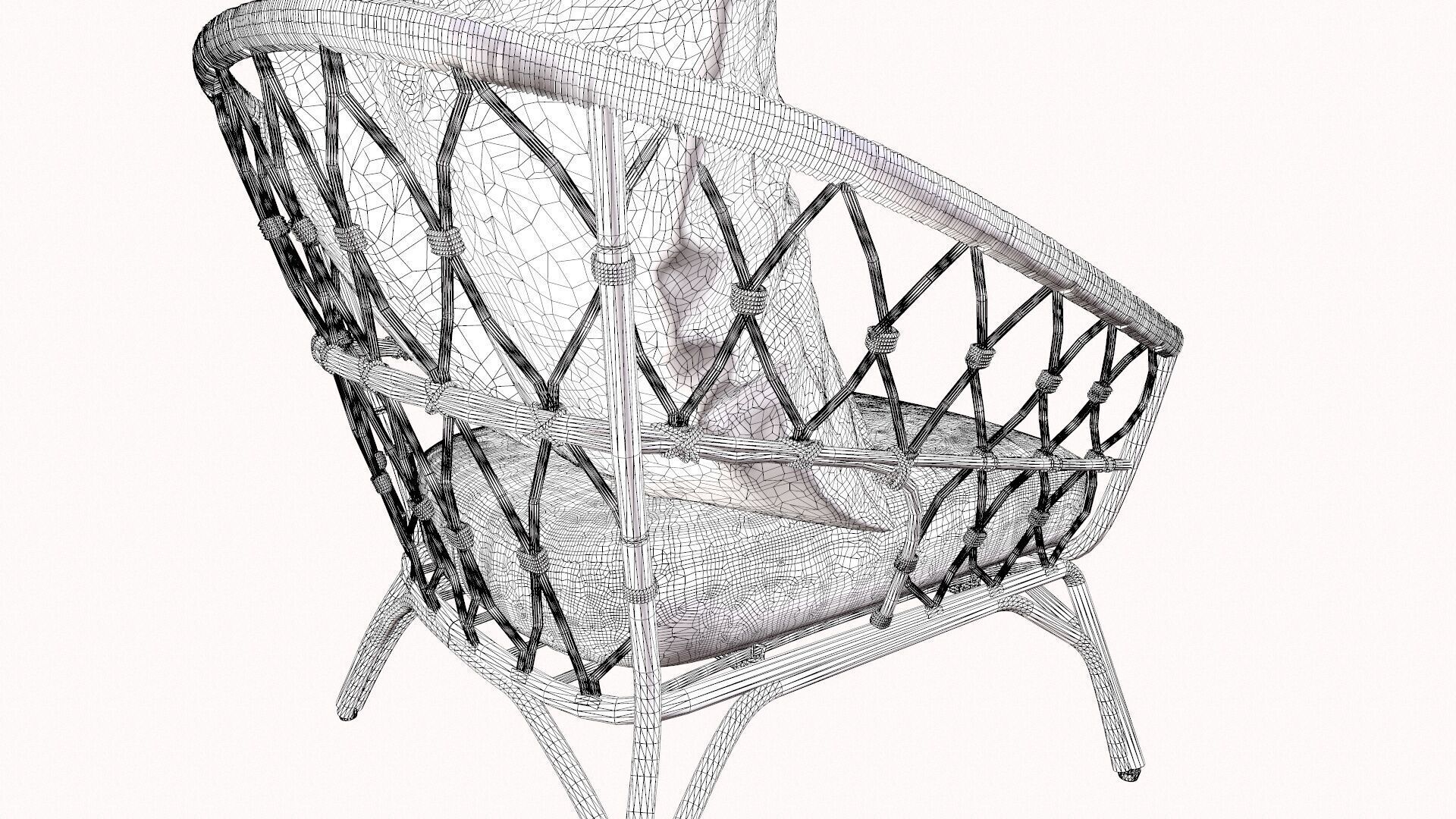 Bamboo Chair Low-poly 3D model_12