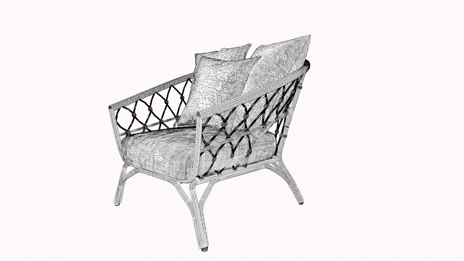 Bamboo Chair Low-poly 3D model_10