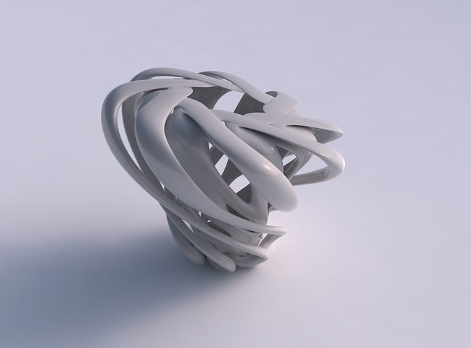 Vase double twisted with wide collapsed top squeezed with streched top corner