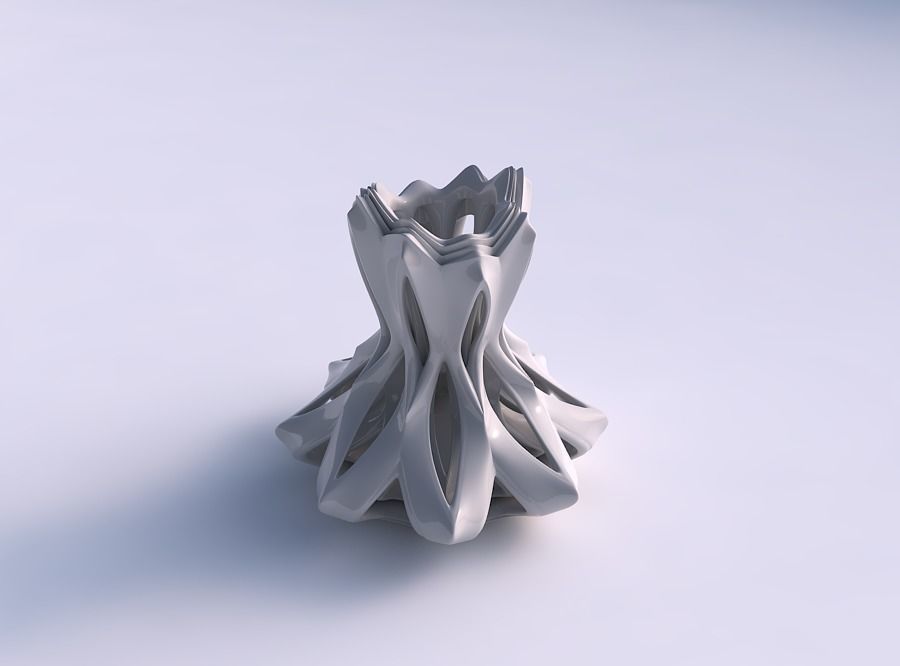 Vase lotus with two layerd smooth cuts streched top 3D print model_0