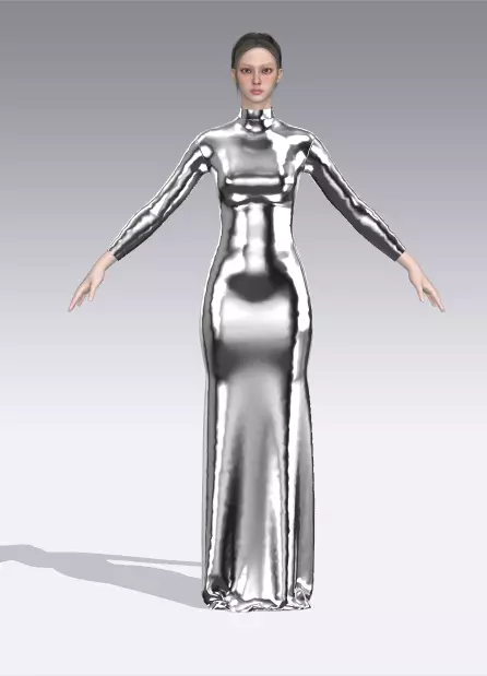 Dress metalic long modern Low-poly 3D model