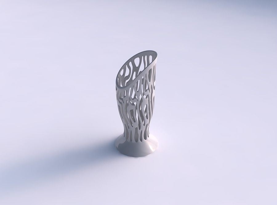 Vase glass shaped with twisted smooth cuts streched top corner 3D print model_0