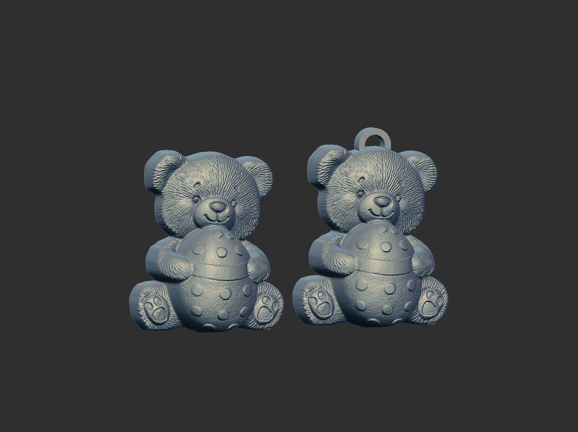  Teddy Bear with Easter Egg 3D Model for CNC Carving 3D print model_9