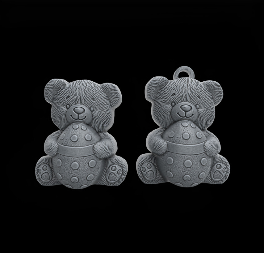  Teddy Bear with Easter Egg 3D Model for CNC Carving 3D print model_2