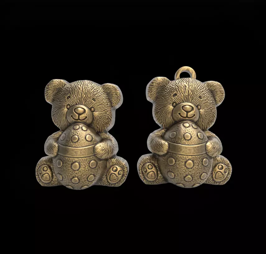  Teddy Bear with Easter Egg 3D Model for CNC Carving 3D print model_0