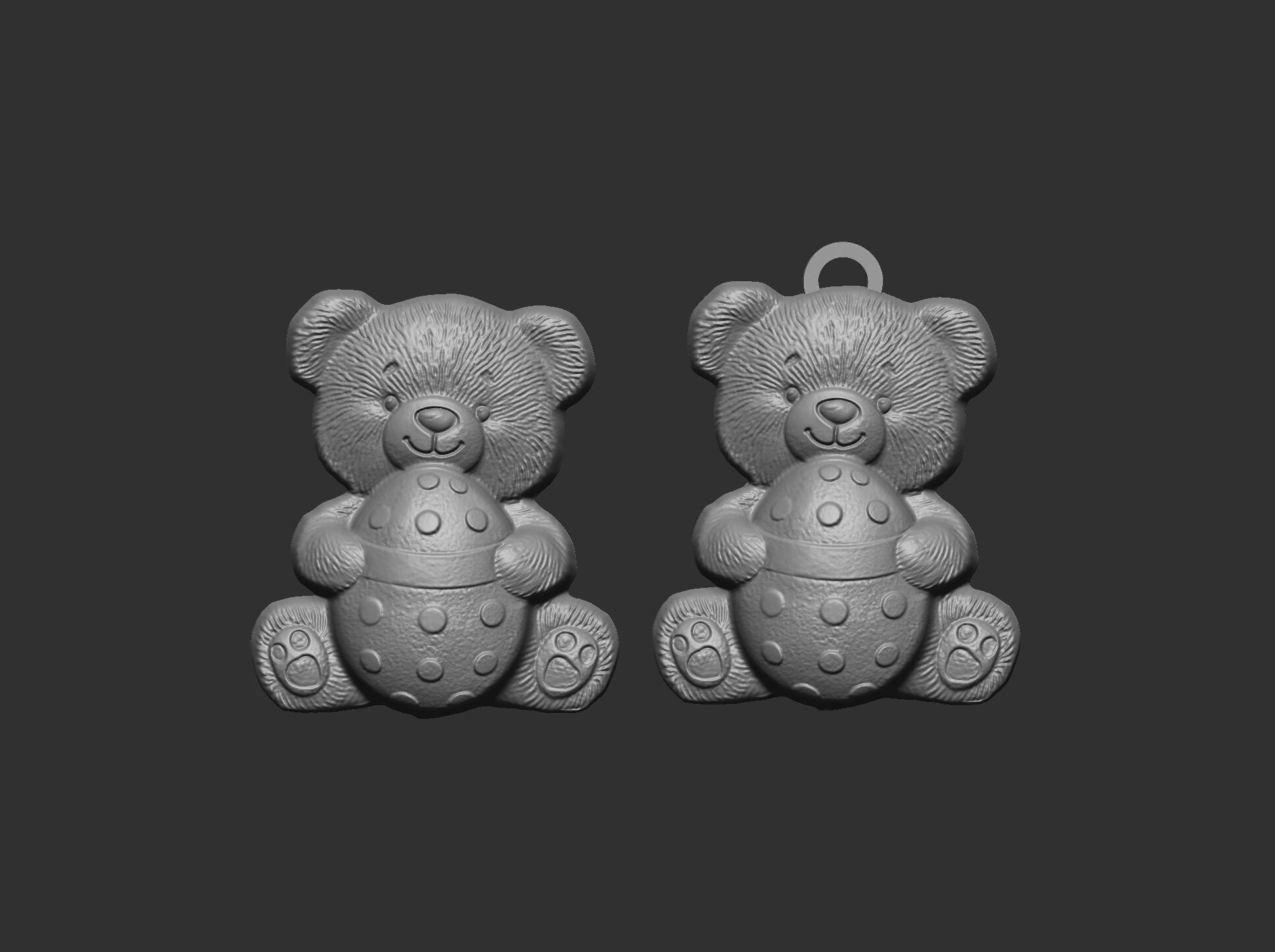  Teddy Bear with Easter Egg 3D Model for CNC Carving 3D print model_3