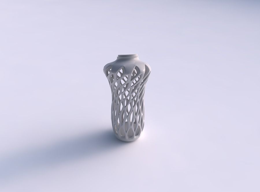 Vase flared slim with smooth beveled cuts and extruded top ec... 3D print model_0