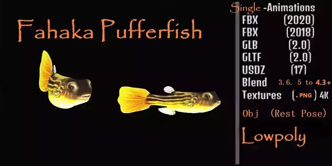 Fahaka Nile Pufferfish Low-poly 3D model