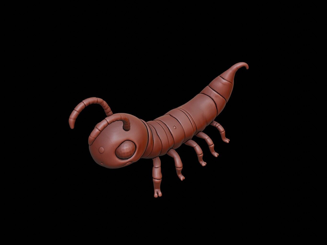 Centipede Animal Cartoon 3D print model_1