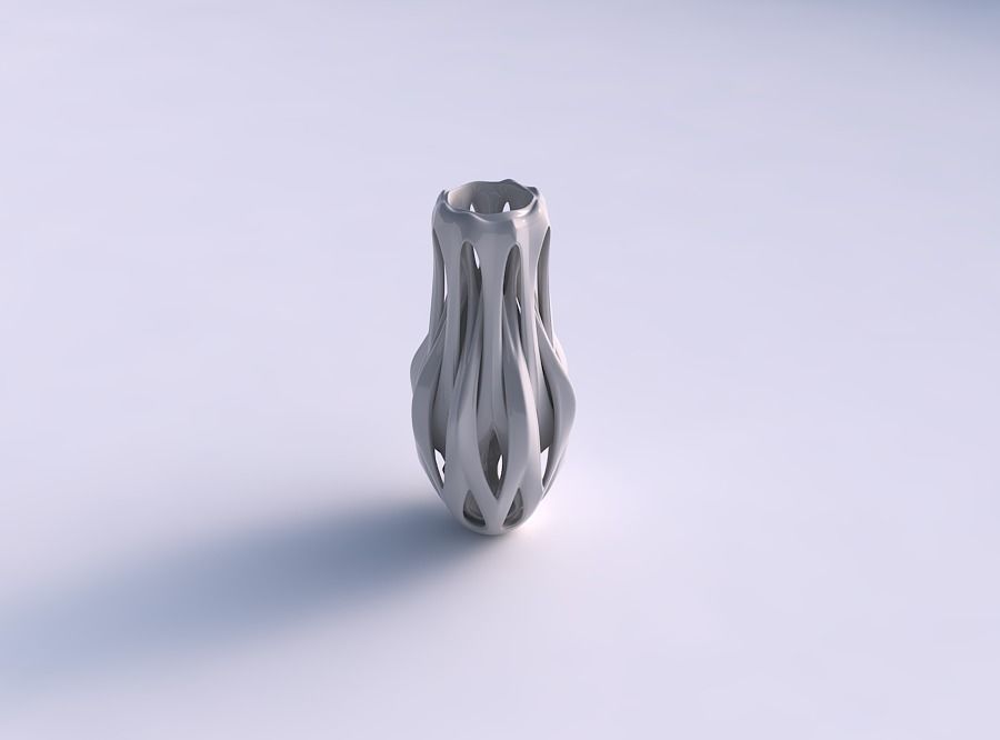 Vase inside a funnel vase with intersection through cuts long... 3D print model_0