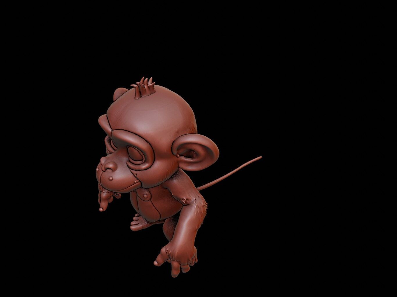 Chimpanzee Animal Cartoon 3D print model_1
