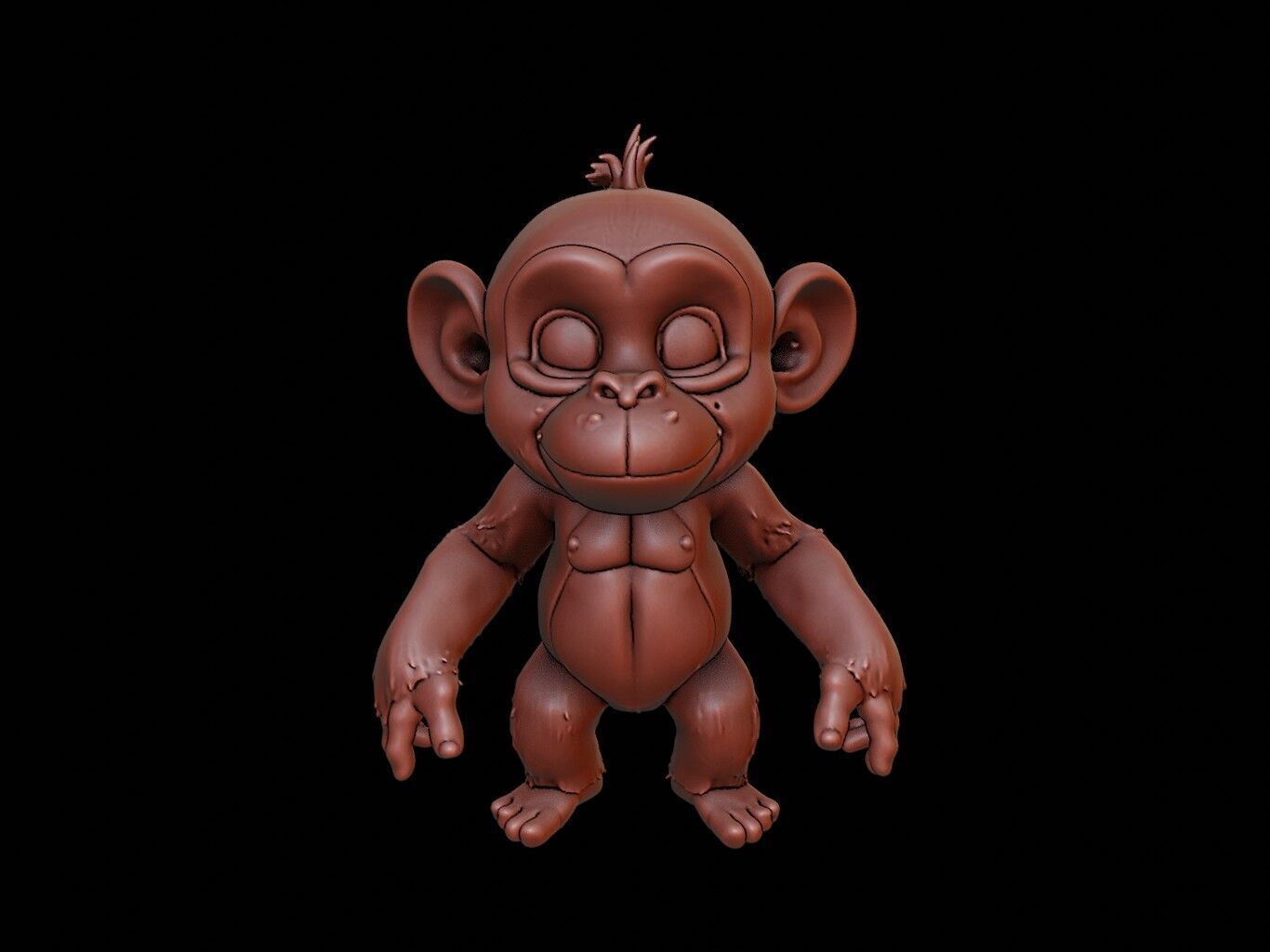 Chimpanzee Animal Cartoon 3D print model_2