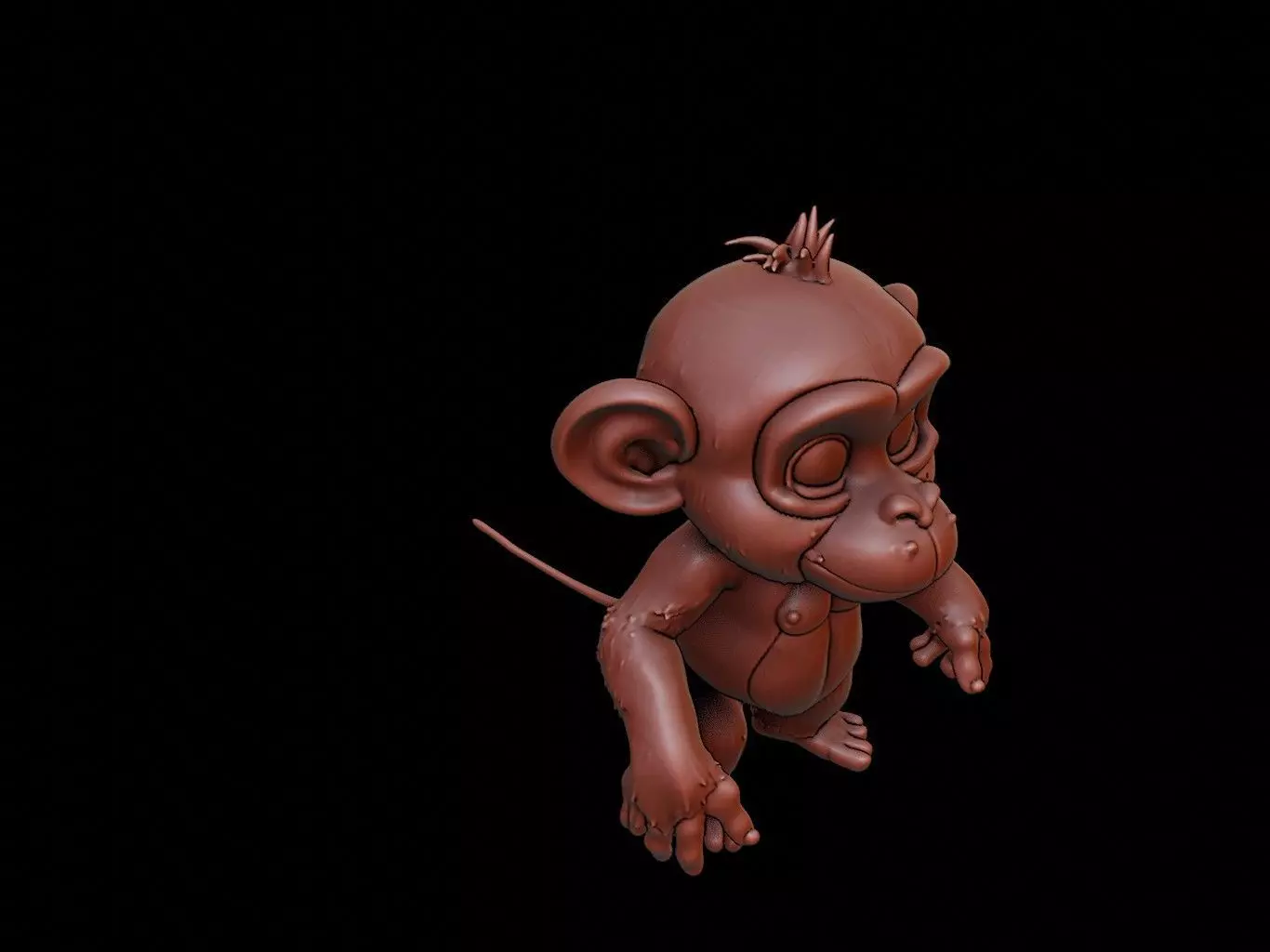 Chimpanzee Animal Cartoon 3D print model_0