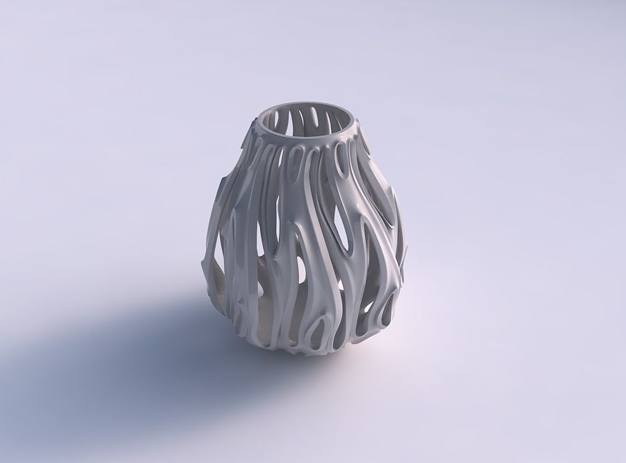 Vase flared with smooth extuded cuts squeezed 3D print model_0