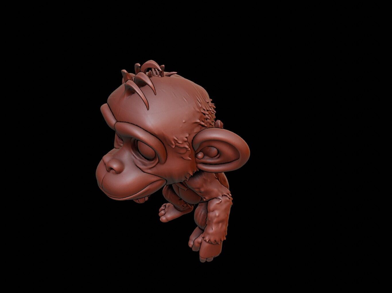 Chimpanzee Animal Cartoon 3D print model_1