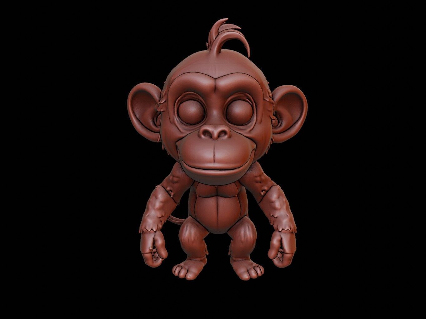 Chimpanzee Animal Cartoon 3D print model_2