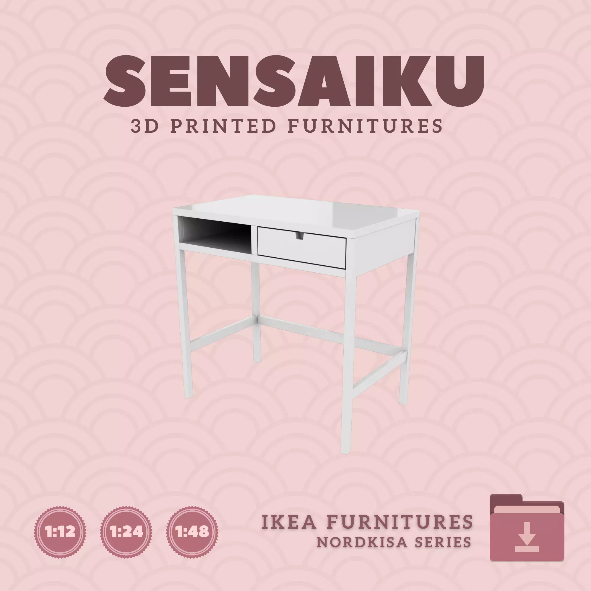 NORDKISA Dressing Table for Mini Dollhouse IKEA 3D Print 3D print model