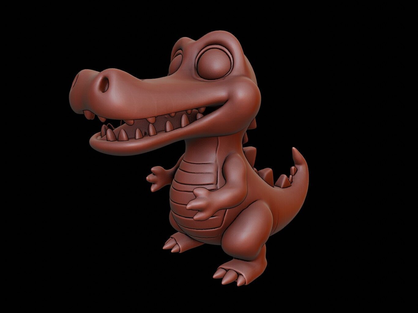 Crocodile Animal Cartoon 3D print model_2