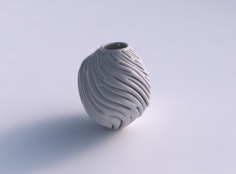 Vase drop shaped with thick soft branches wavy top 3D print model_0