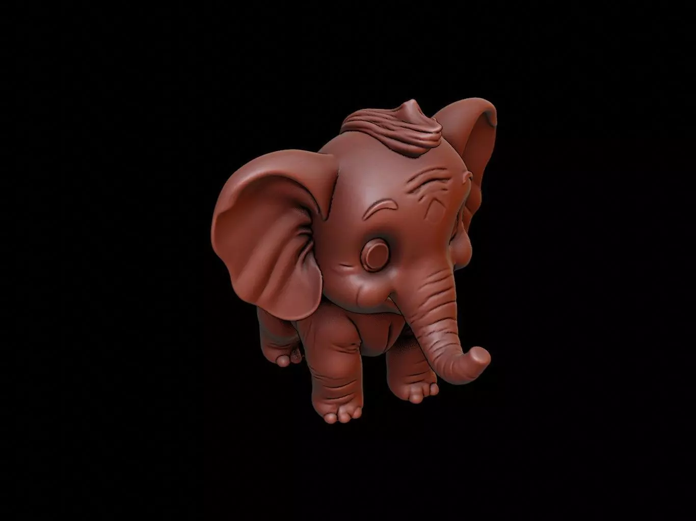 Elephant Animal Cartoon 3D print model_0
