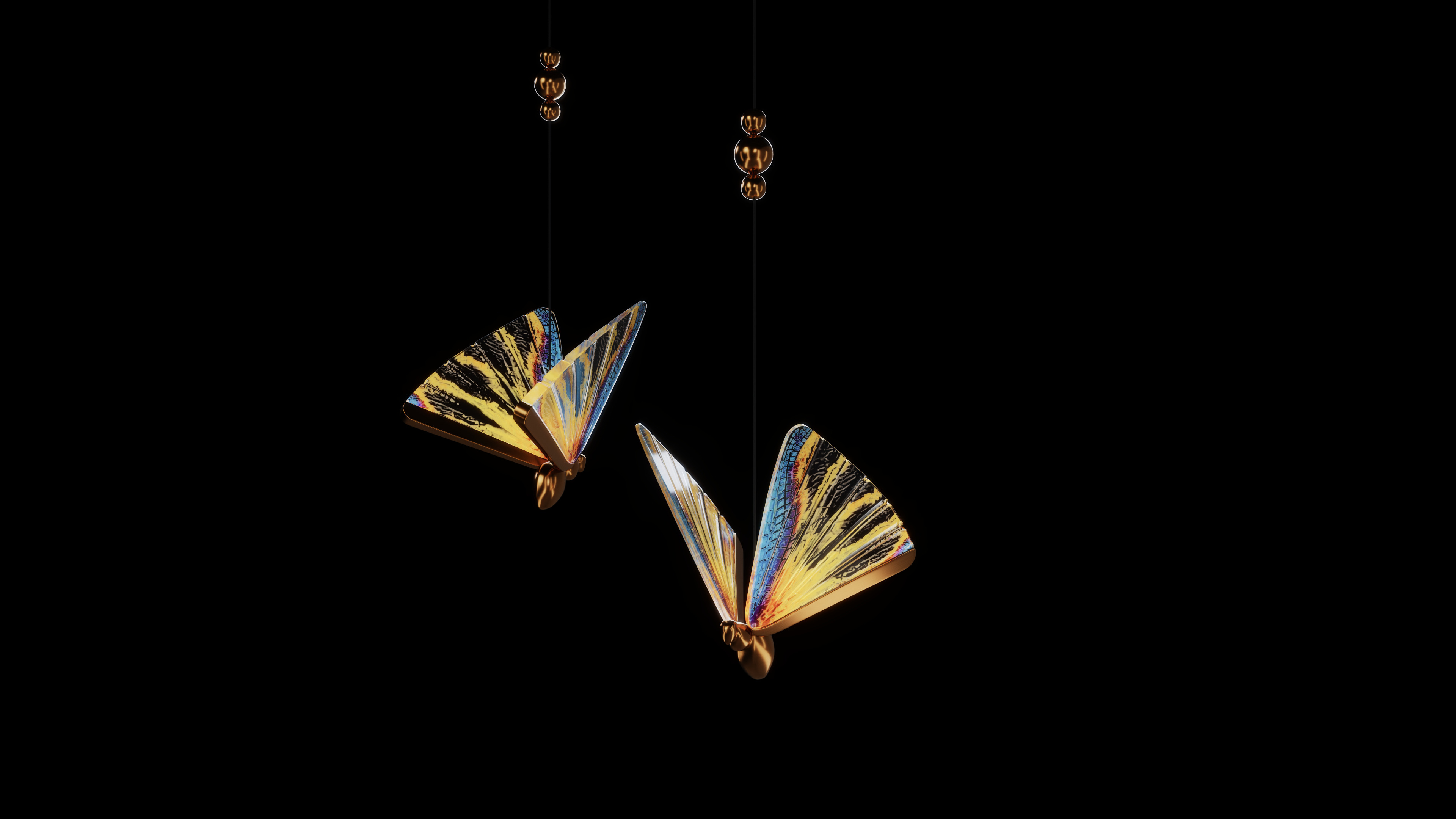 Butterfly Art Pendant Light Low-poly 3D model_3