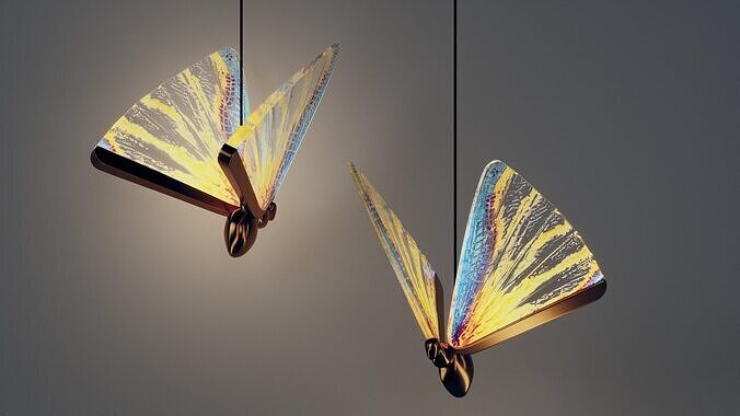 Butterfly Art Pendant Light Low-poly 3D model