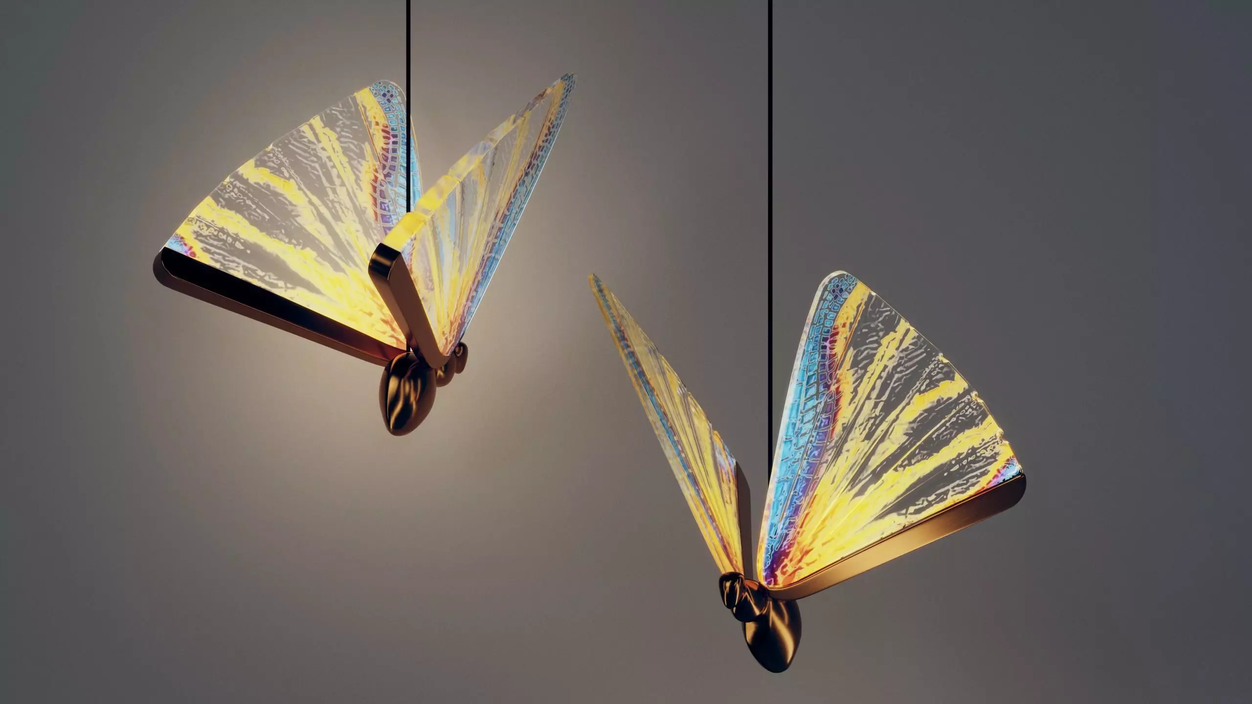 Lights Pendant Butterfly Art Light Low-poly 3D model