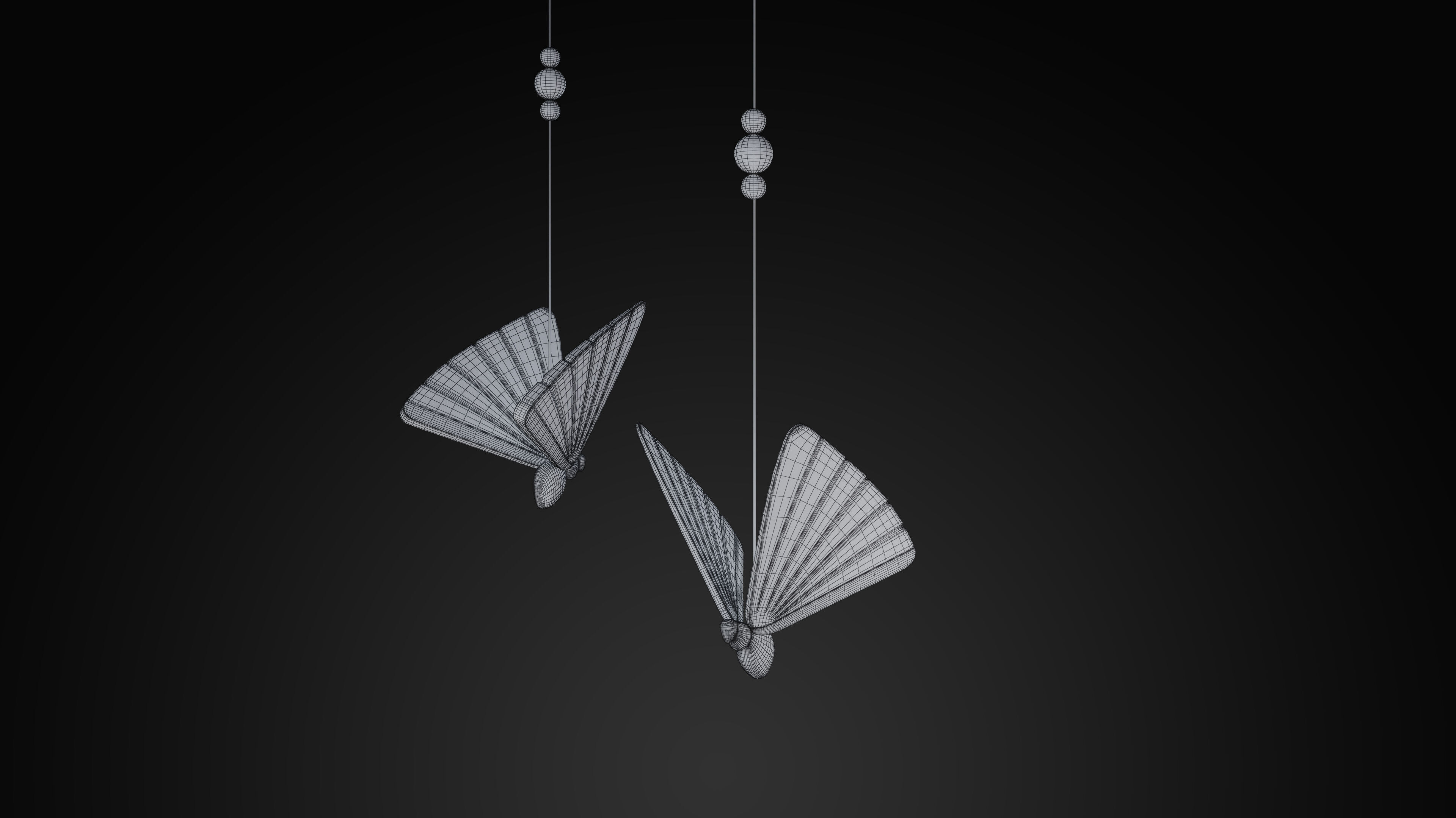Butterfly Art Pendant Light Low-poly 3D model_4