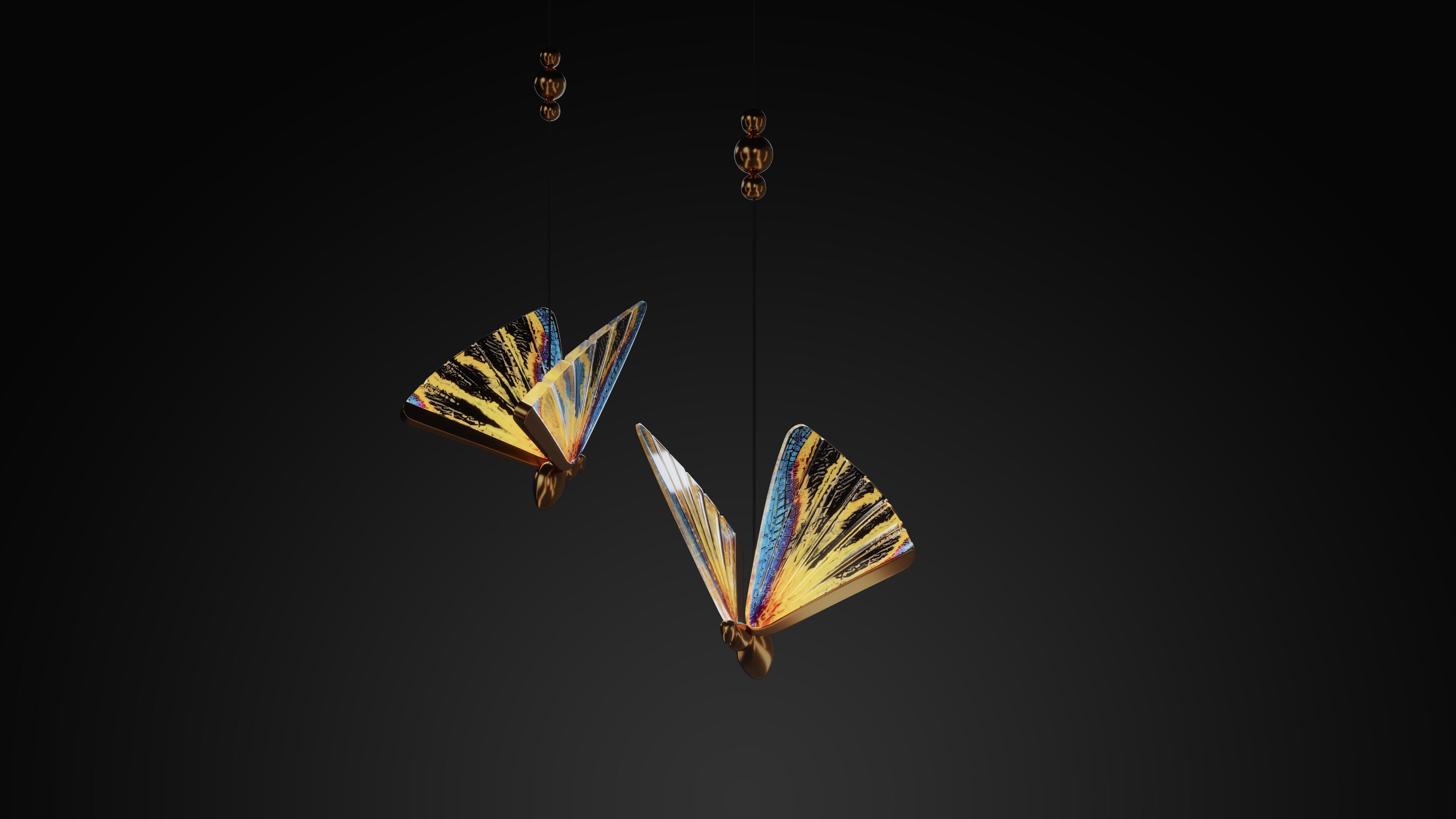 Butterfly Art Pendant Light Low-poly 3D model_2