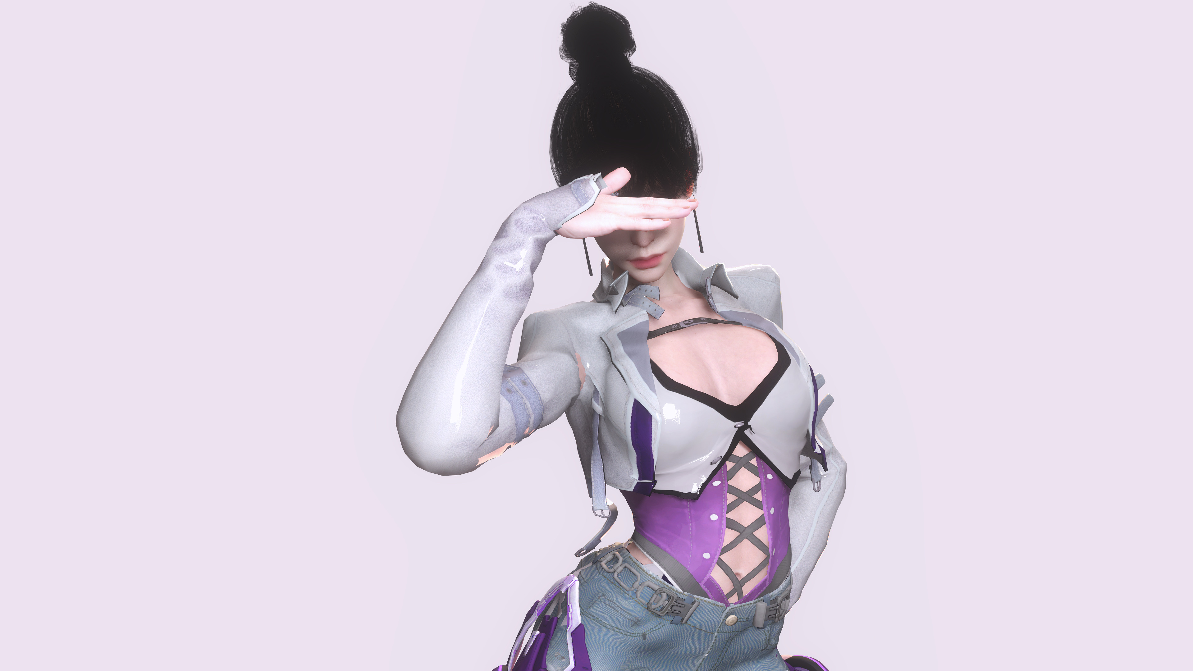 Ji-a Female Game Ready Character Low-poly 3D model_19