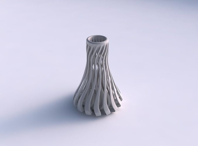 Vase flask wavy with sharp muscle structure widened top