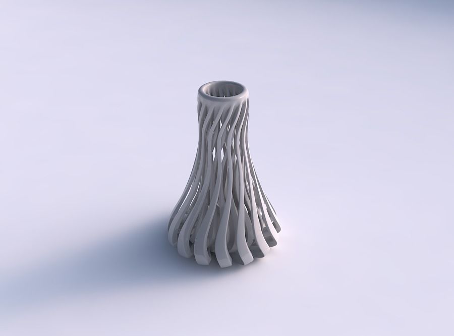 Vase flask wavy with sharp muscle structure widened top 3D print model_0