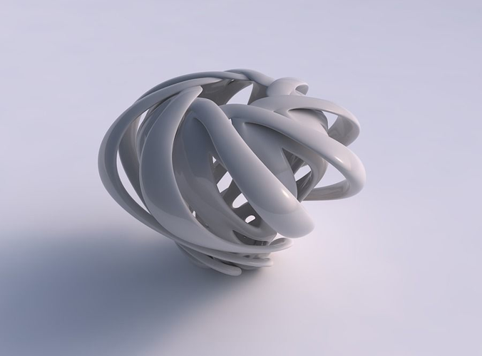 Vase double twisted with wide collapsed top squeezed