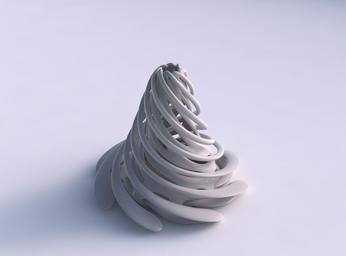 Vase flared double twisted small with collapsed top twisted and streched top