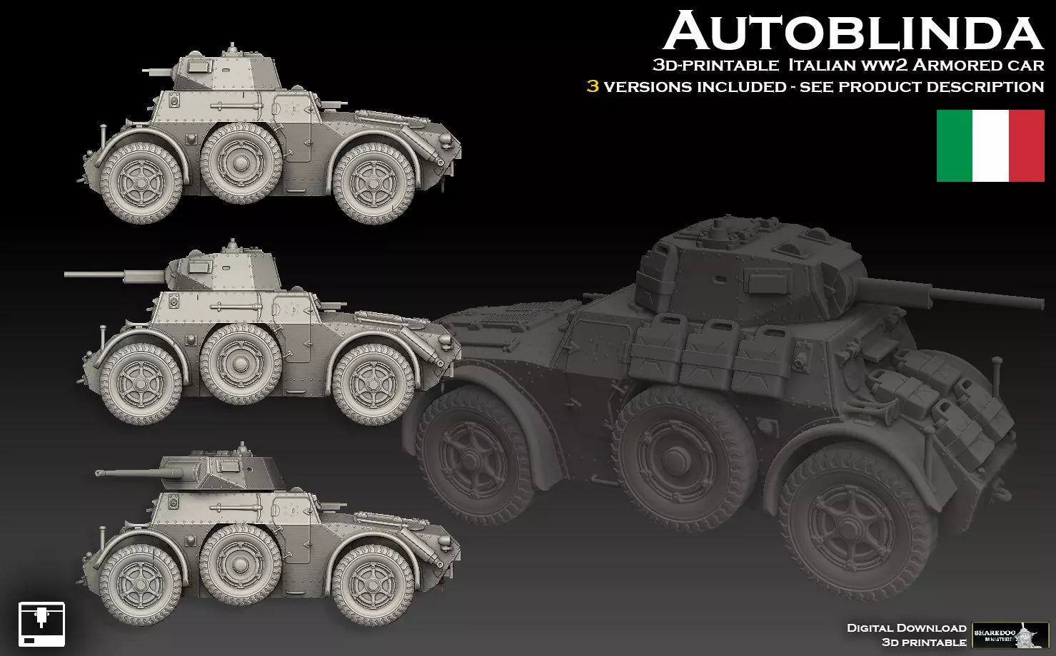 Autoblinda Armored Car 3D print model_0