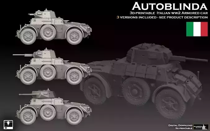 Autoblinda Armored Car 3D print model