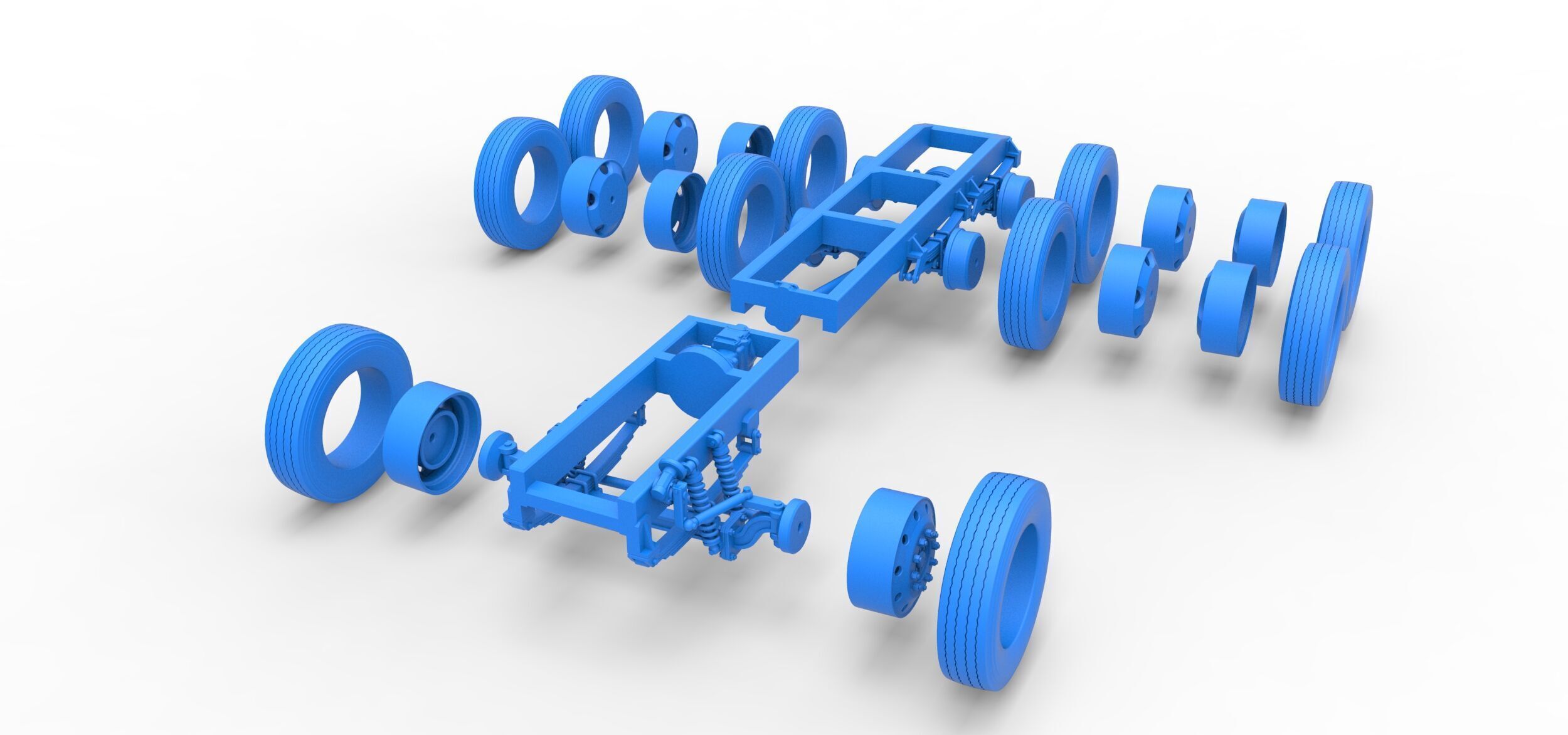 Chassis of Vintage GATR Racing Semi truck V4 Scale 1 to 25 3D print model_29